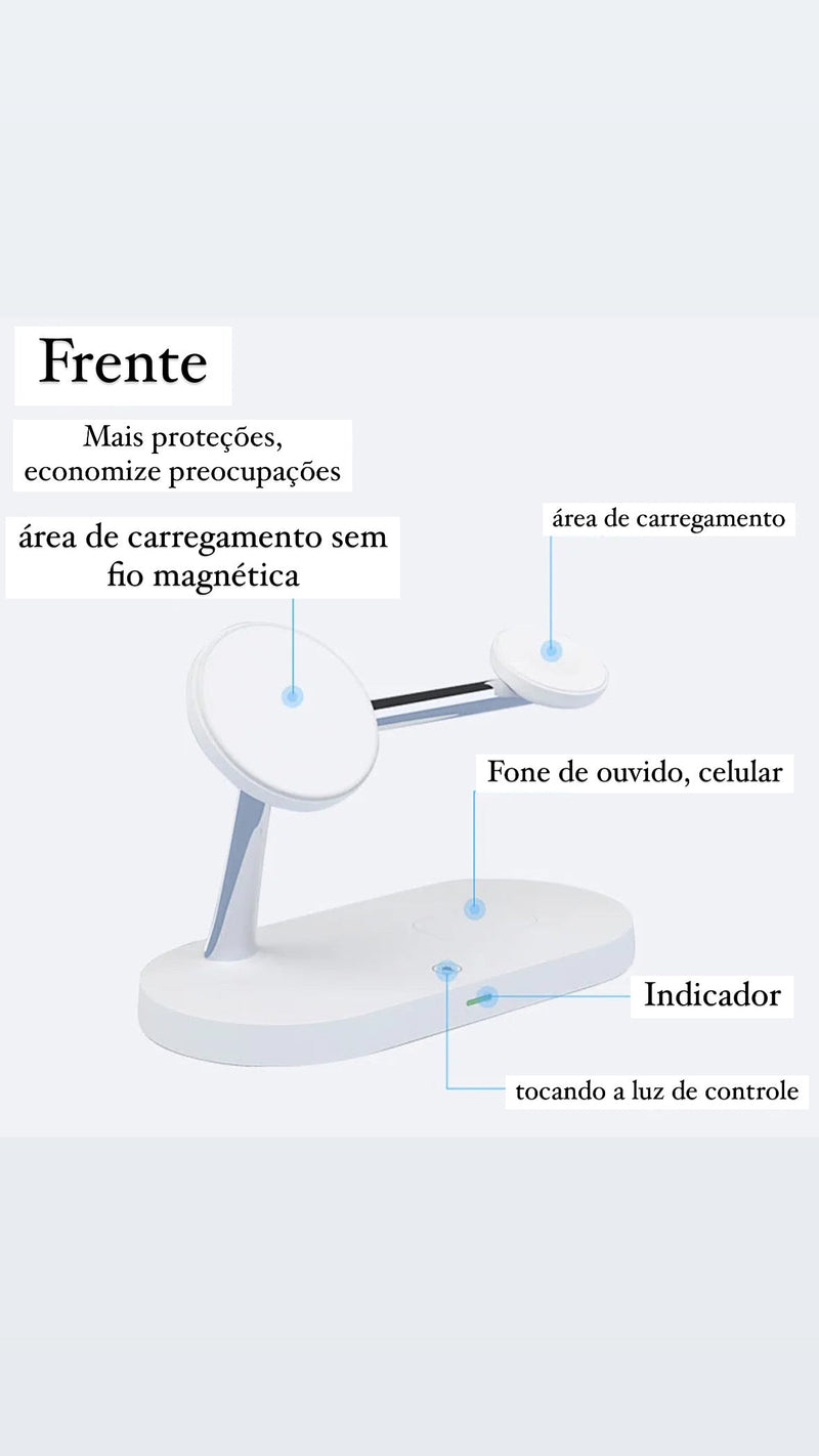 Carregador 3 em 1 sem fio - Por Indução